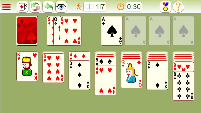 Пасьянс «Косынка» по 3 карты